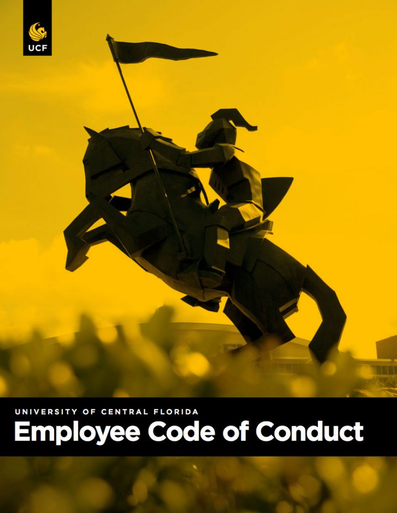 Cover of the UCF Employee Code of Conduct booklet.