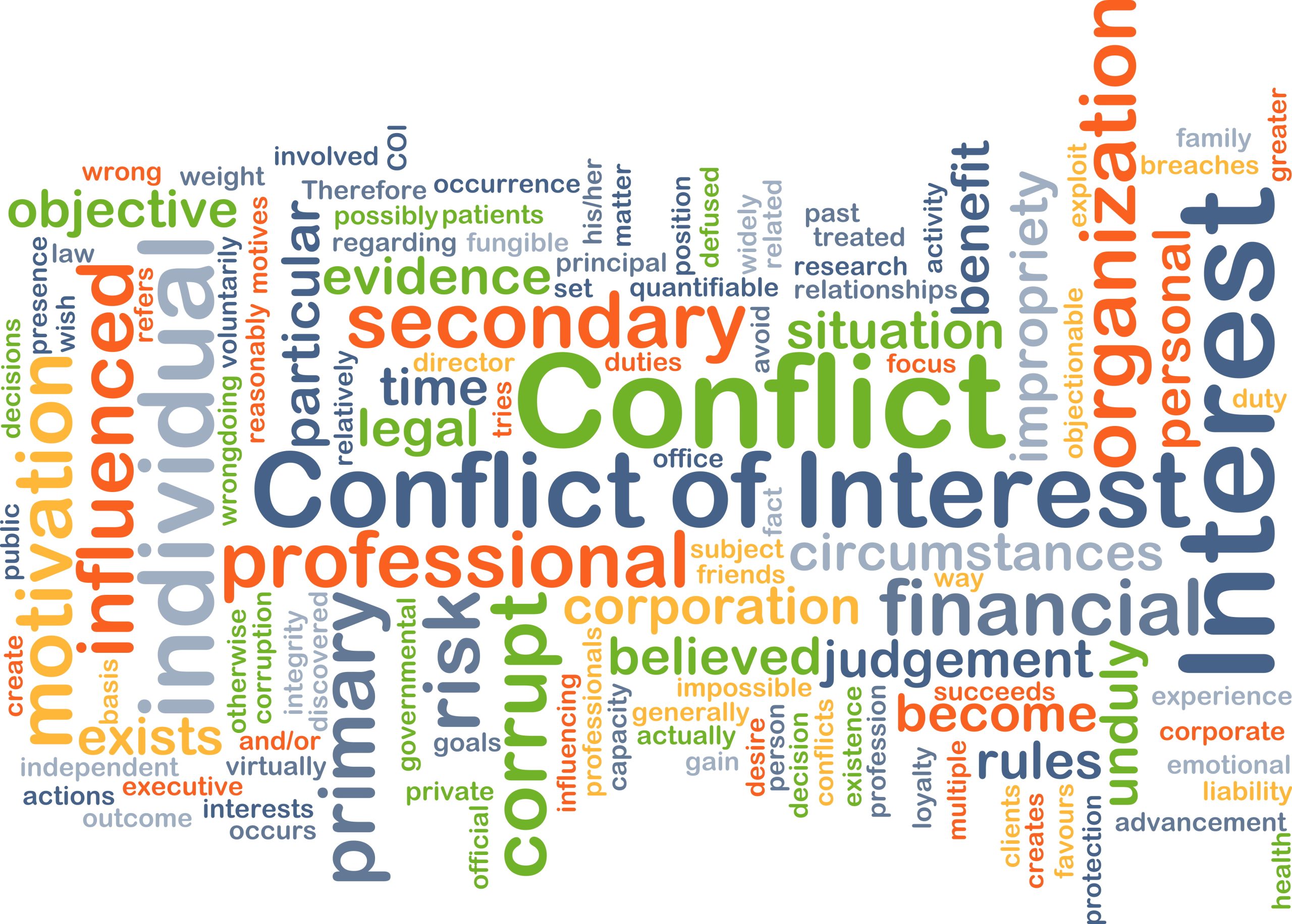 Background concept wordcloud illustration of conflict of interest