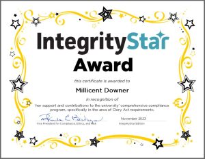 IntegrityStar Certificate for Millicent Downer