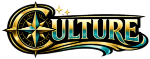 The word culture in black, gold, and teal with a compass inside the letter C.